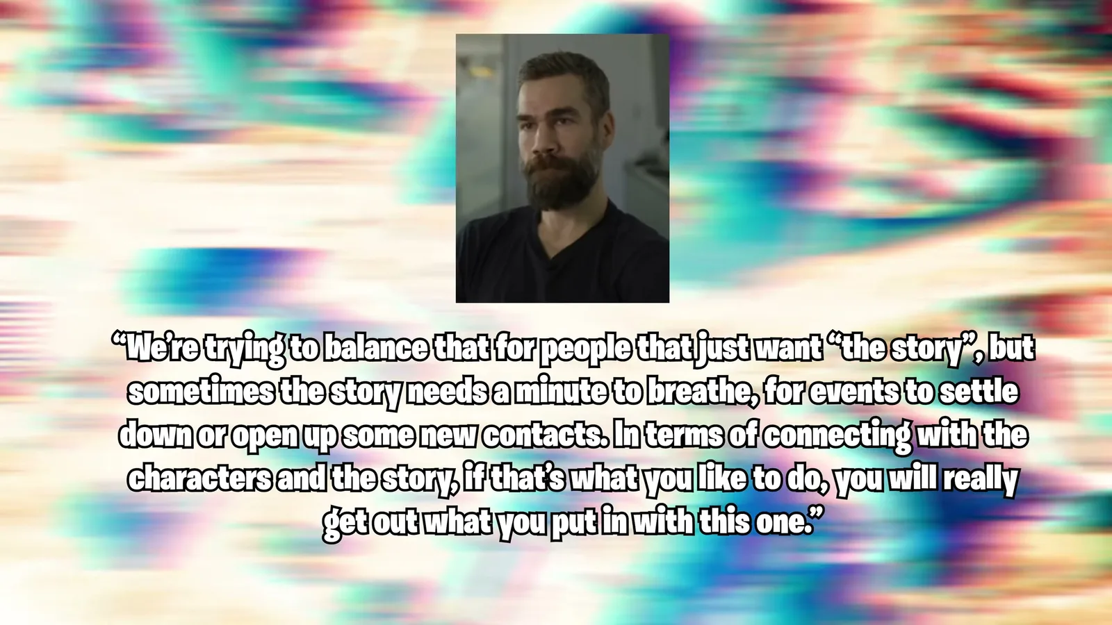 Rob Nelson&rsquo;s portrait above his quote on GTA 6 story pacing, as captioned on screen in TGG&rsquo;s video