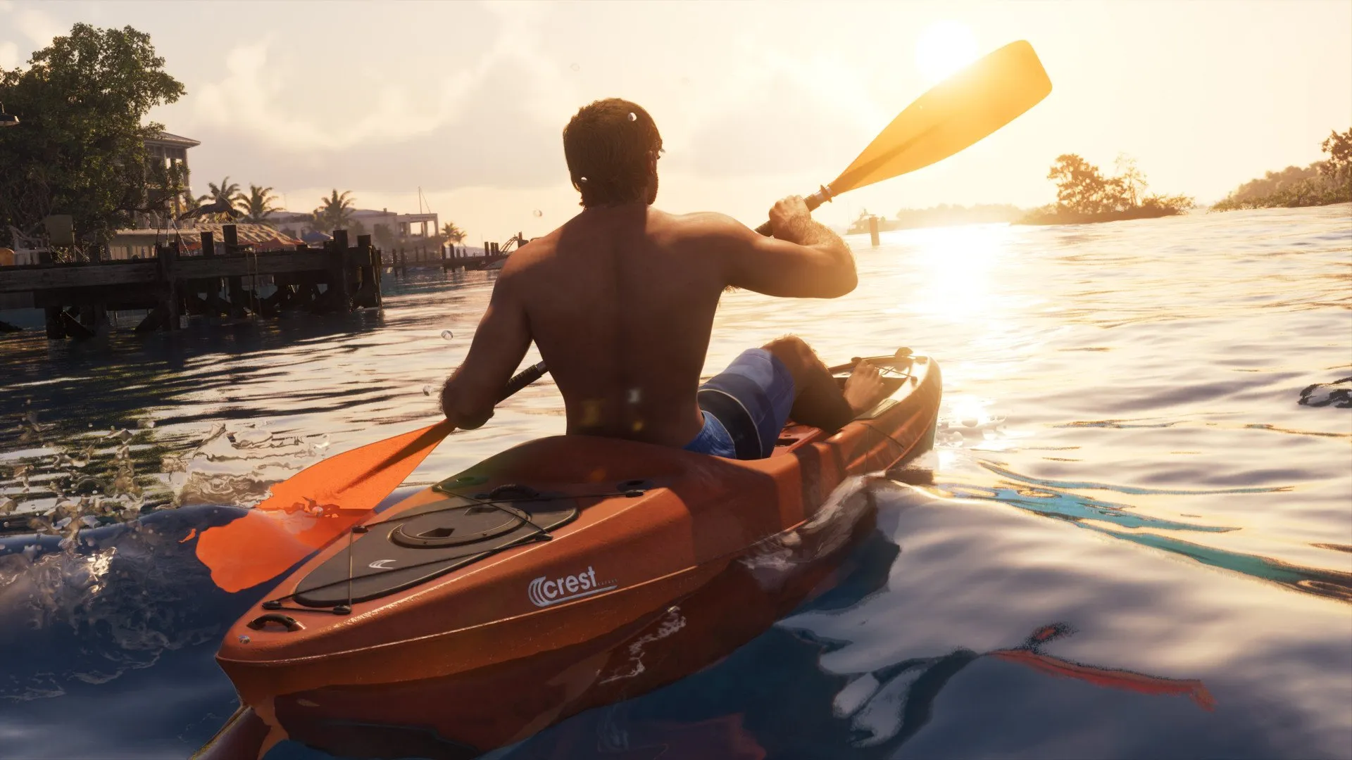 Crest Kayak resting on a waterway shoreline in a GTA 6 screenshot