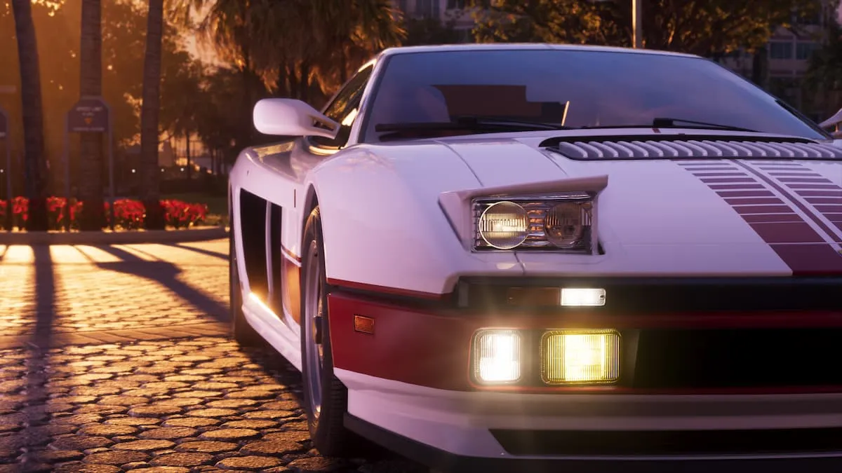 Front three-quarter view of the GTA 6 Grotti Cheetah '95 showing its low, retro-styled front end