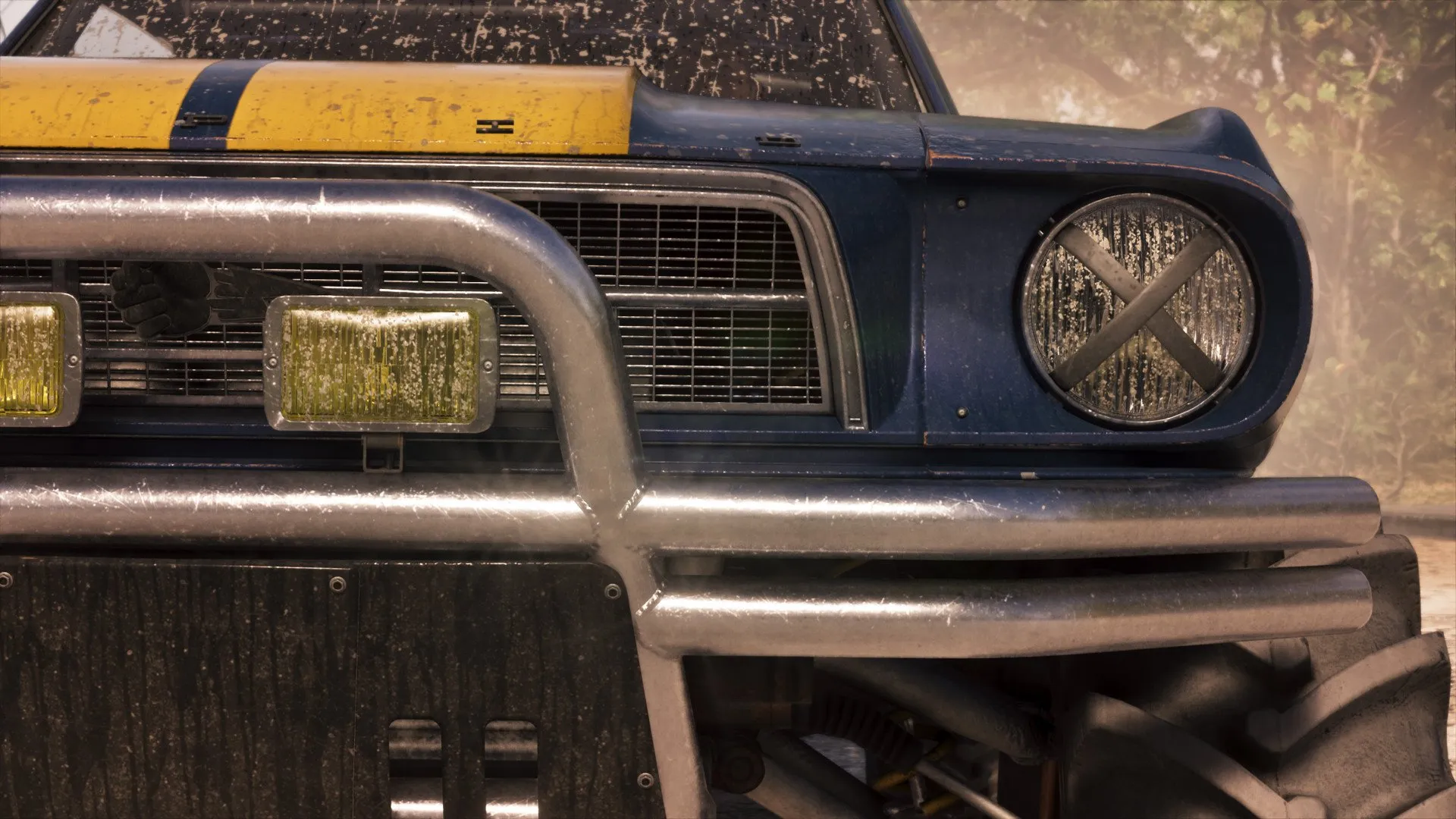 Close-up of the '67 Vapid Dominator Buggy's front bumper, grille and round headlight in an official GTA 6 screenshot